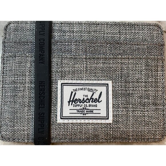 Herschel Supply Co. Charlie Wallet Credit Card  Clip Raven Crosshatch Gray - Picture 1 of 2
